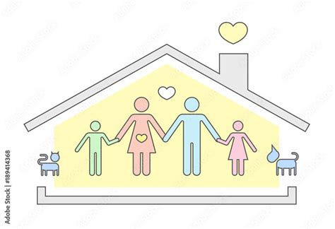 Pictograms Which Represent Family In Their Home Stock Vector Adobe Stock