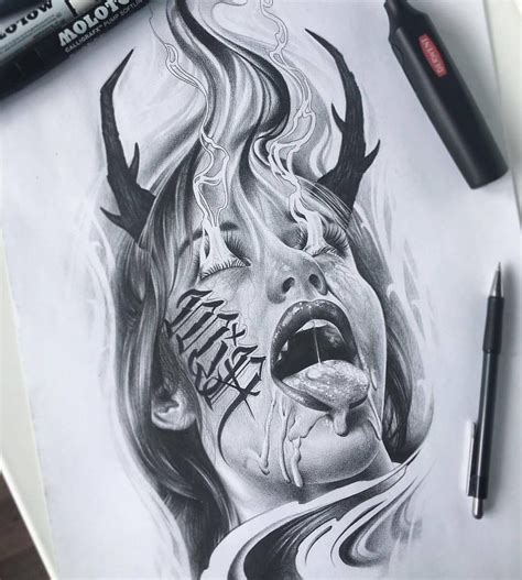 Pin By Tattoo Hub On Trash Evil Tattoos Tattoo Design Drawings