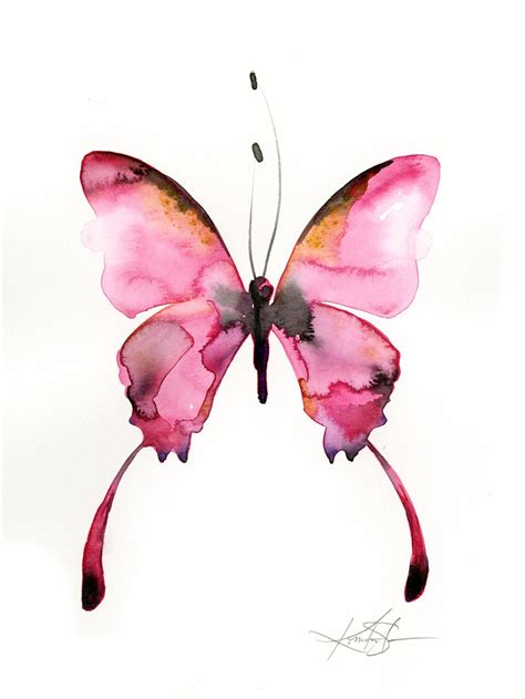 Pink Butterfly Watercolor Painting Abstract Pink Art