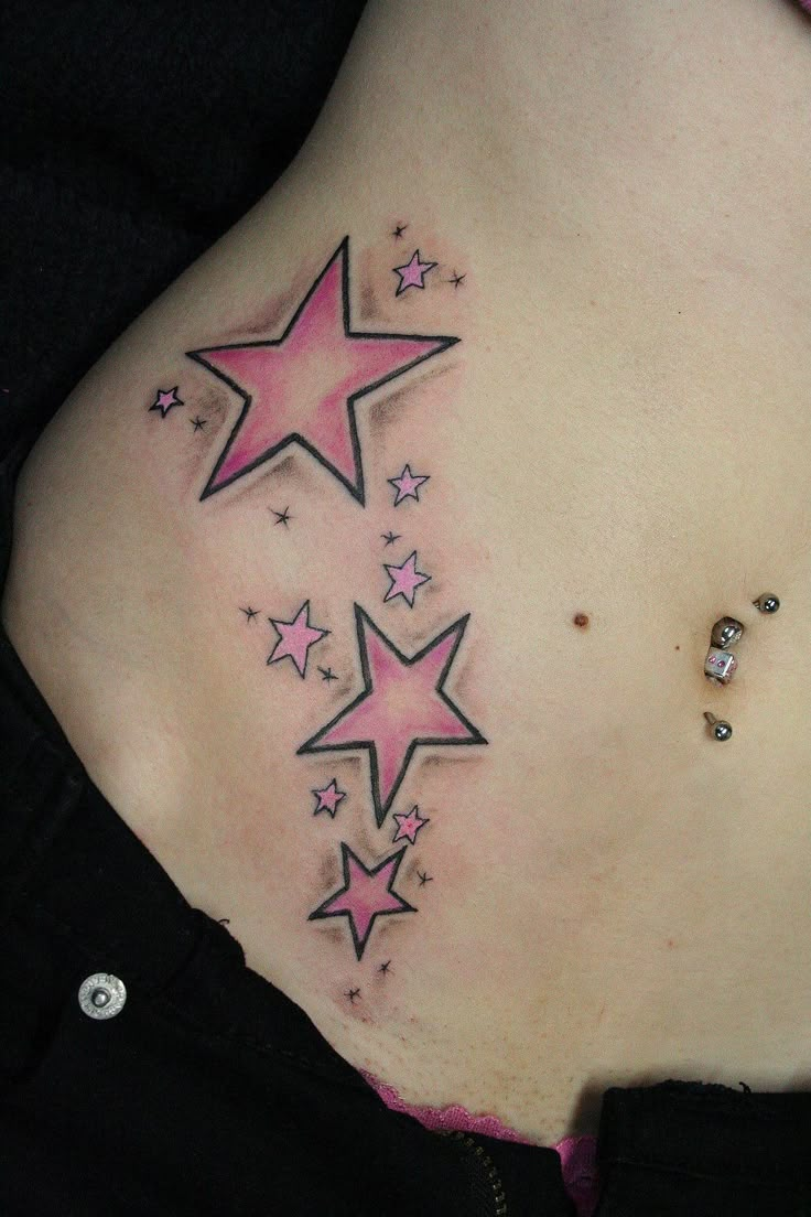 Pink Stars Tattoo Tattoos For Women Star Tattoos Tattoos