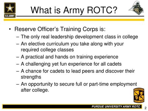 Ppt Purdue Army Reserve Officers Training Corps Rotc Powerpoint