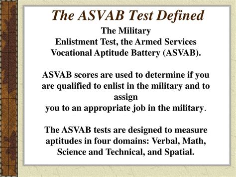 Ppt The Asvab Armed Services Vocational Aptitude Battery Powerpoint