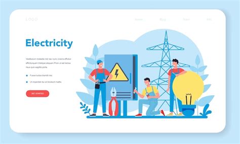 Premium Vector Electricity Works Service Web Landing Page