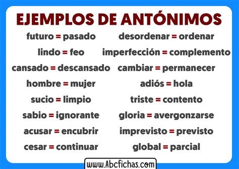 Que Son Los Antonimos Y 10 Ejemplos Opciones De Ejemplo