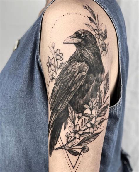 Raven Tattoo Front Shoulder Style