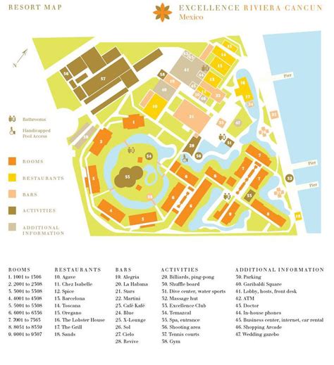 Resort Map Excellence Riviera Cancun Riviera Maya Mexico