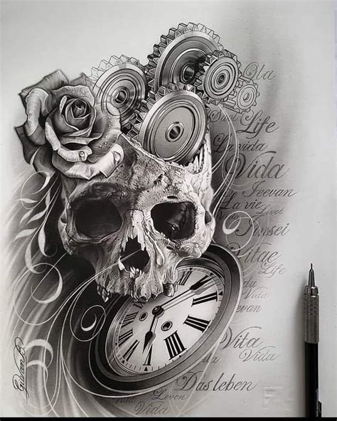 Rose Clock Skull Tattoo Meaning