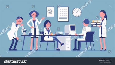 Scientists Work Male Female Experts Physical Stock Vector Royalty Free