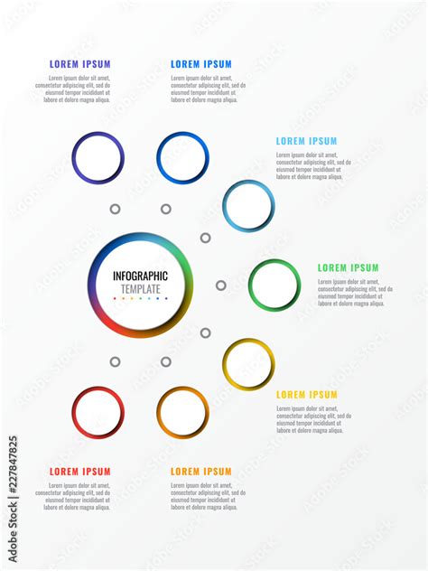 Seven Steps Design Layout Infographic Template With Round 3D Realistic