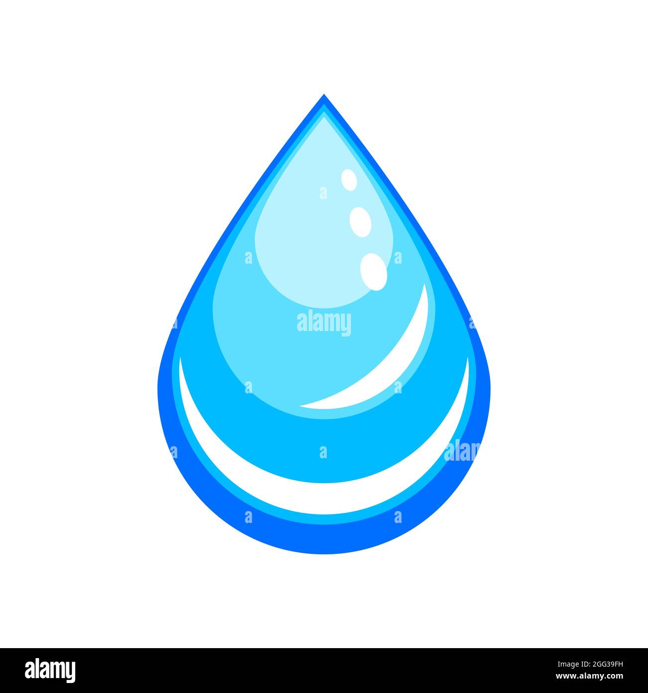 Simple Blue Water Drop Shiny Droplet Icon On White Background Blue