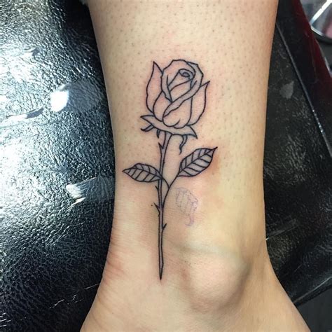 Simple Rose Outline Done Today Powerhousetattoo Tattoos Rosetattoo