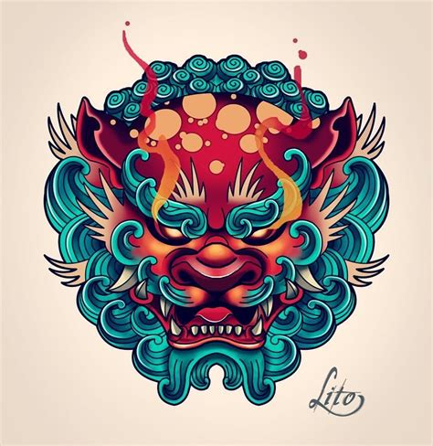 Sketches Colorful Tattoos Foo Dog Tattoo Design Foo Dog Tattoo