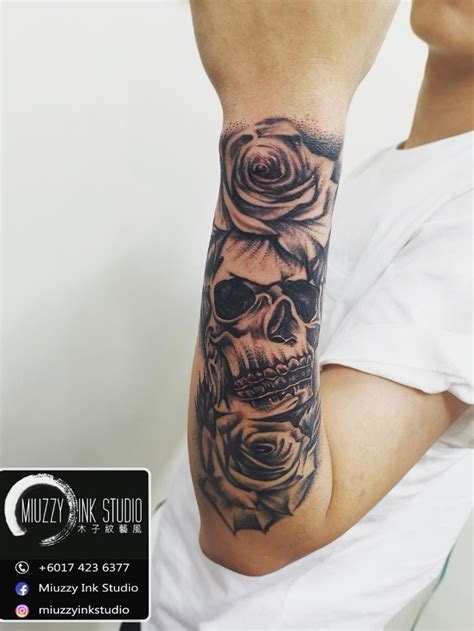 Skull And Rose Sleeve Tattoos Cool Eyecatching Tatoos