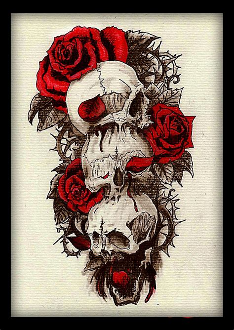 Skull And Rose Tattoo