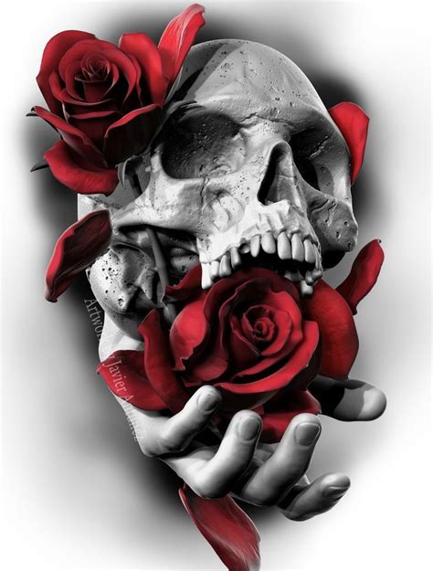 Skull Roses Tattoo Art Designs