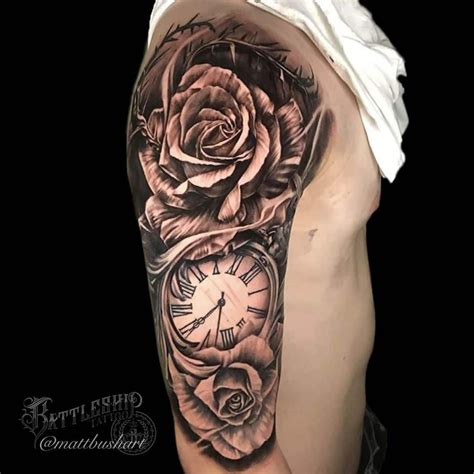 Skull With Rose Clock Sleeve