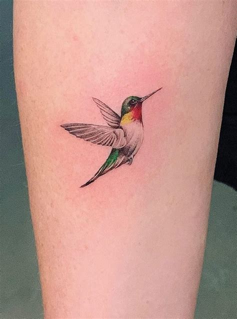 Small Hummingbird Tattoo Colorful Hummingbird Temporary Etsy