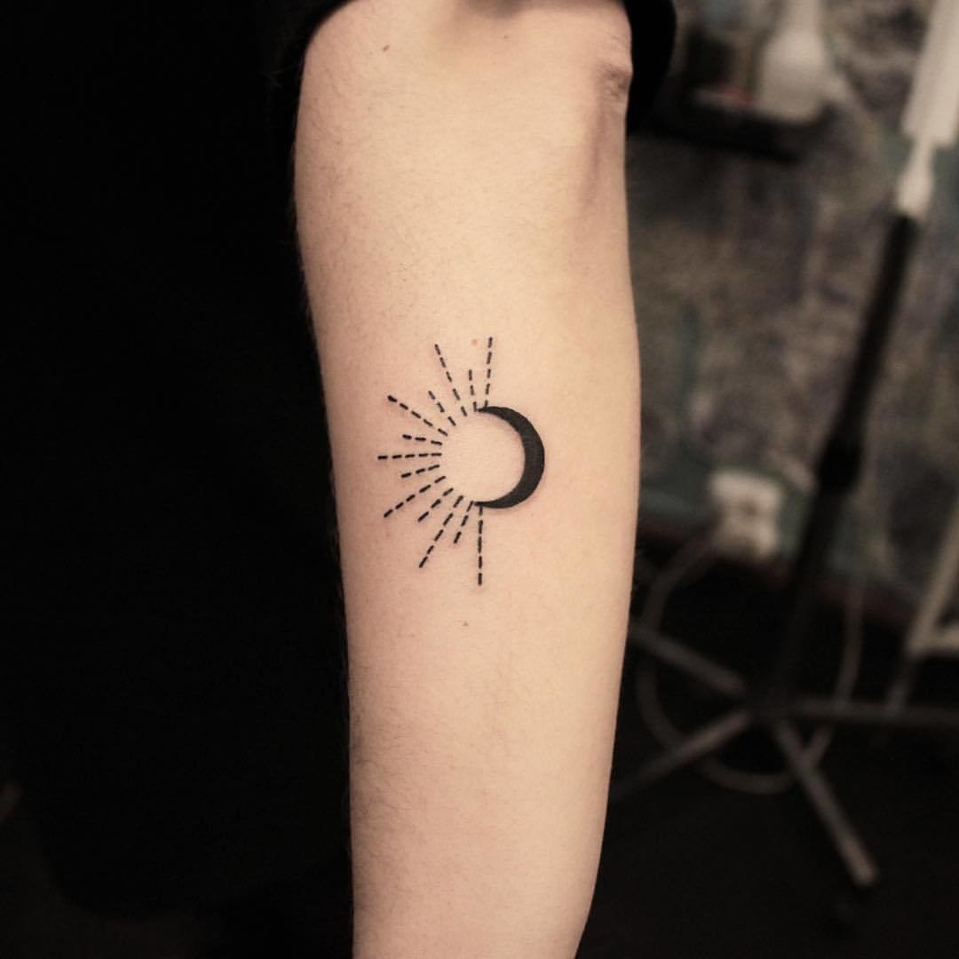 Small Sun And Moon Tattoo