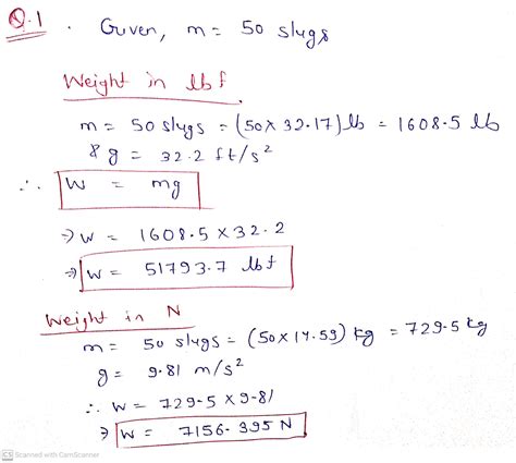 Solved 1 10 Points Determine The Weight In Lbf And N Of A