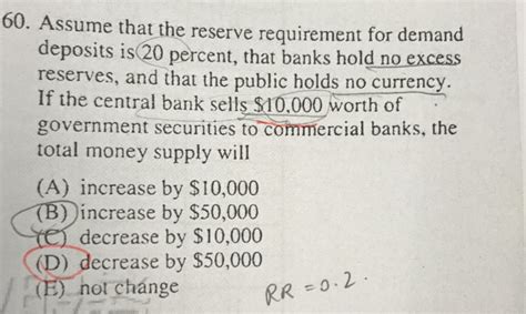 Solved 60 Assume That The Reserve Requirement For Demand Chegg Com