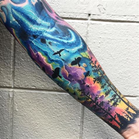 Space Water Tattoo Colorful Idea