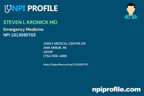 Steven L Kronick Md Npi 1013090703 Emergency Medicine In Ann Arbor Mi