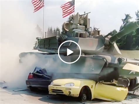 Tanks Destroy Cars Run Over Crush Video M1 Abrams Leopard Challenger