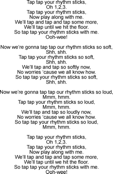 Tap Tap Your Rhythm Sticks Song Lyrics