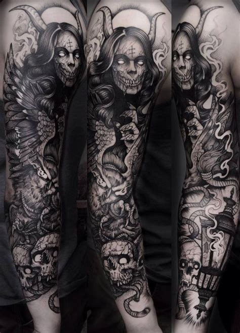 Tattoo By Ig Ricardao Avida Sleeve Tattoos Skull Sleeve Tattoos