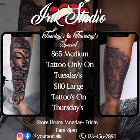 Tattoos Sale Flyer Tattoo Special Tattoo Artist Diy Flyer