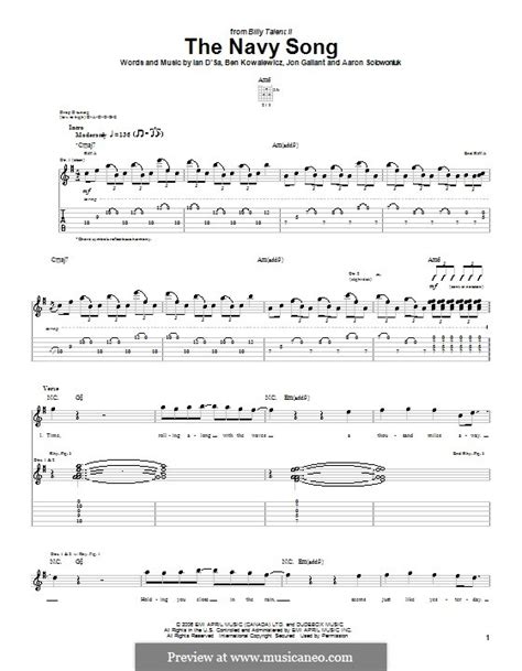 The Navy Song By Billy Talent Guitar Tab Guitar Instructor