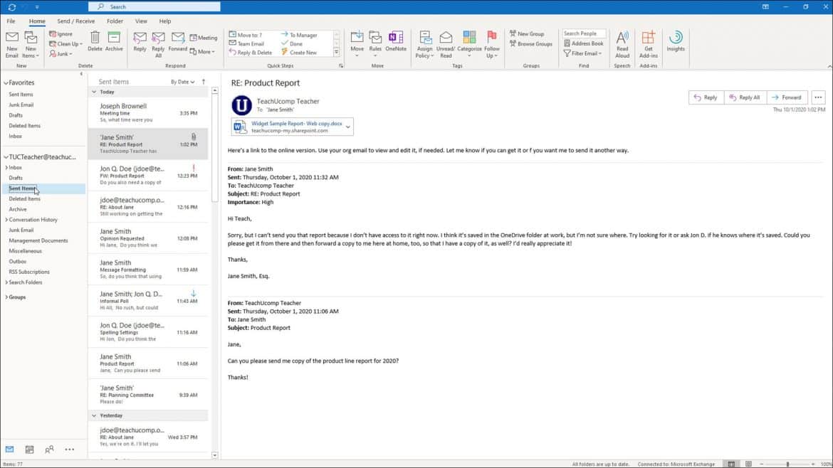 The Sent Items Folder In Outlook Instructions And Video Lessons