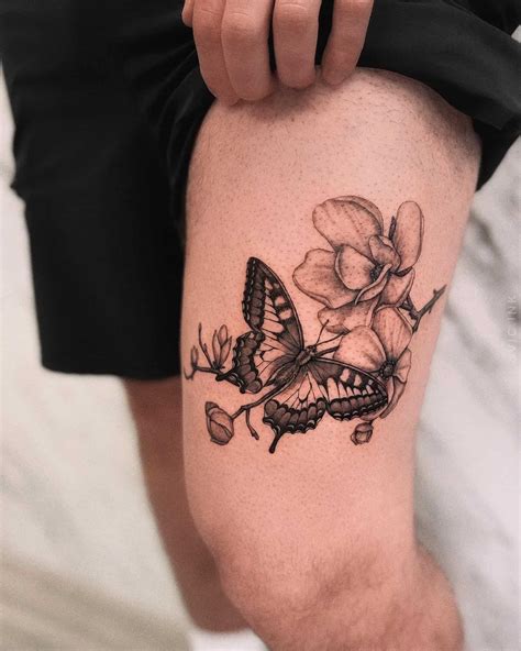 Thigh Butterfly Tattoo