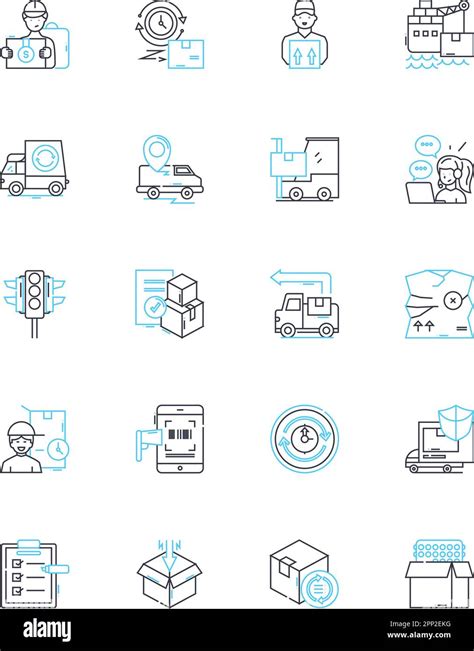 Transportation Logistics Linear Icons Set Freight Logistics Shipping Cargo Supply Chain