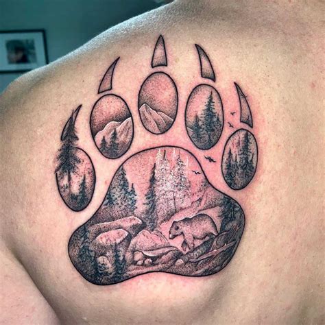 Tribal Bear Paw Print Tattoo Idea