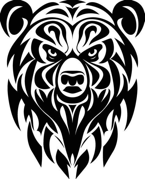 Tribal Bear Tattoo Vector Illustration Bear Head Black And White