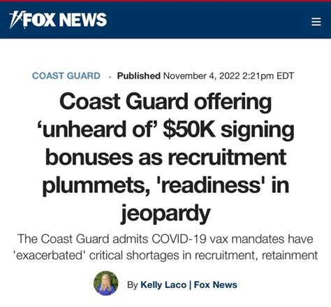 U S Coast Guard Offering Up To 50 000 Signing Bonuses As Vax Mandate