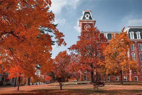 University Of Arkansas Autumn Campus Landscape At Old Main Photograph