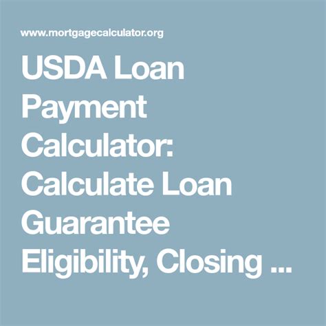 Usda Loan Payment Calculator Calculate Loan Guarantee Eligibility