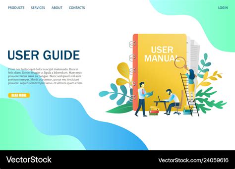 User Guide Website Landing Page Design Royalty Free Vector