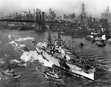 Uss Arizona Bb 39 On The East River In New York Shortly After Launch