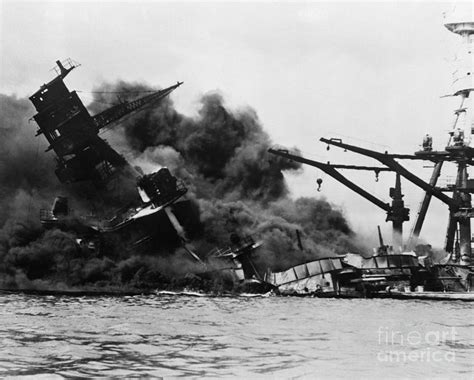 Uss Arizona Sinking In Pearl Harbor By Bettmann