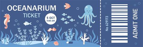 Vector Oceanarium Ticket Template Design Admit One Ticket Template Of