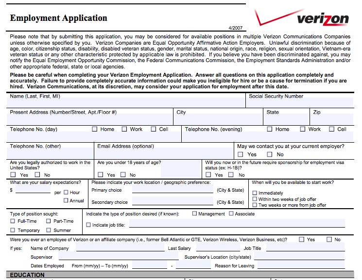 Verizon Wireless Job Openings