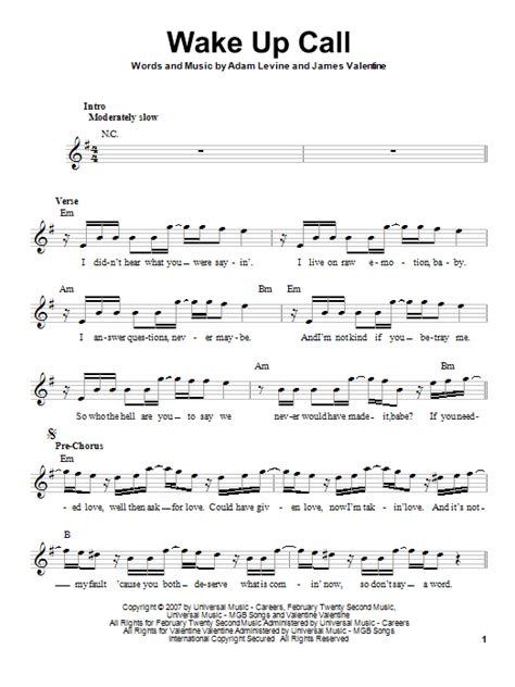 Wake Up Call Sheet Music Direct