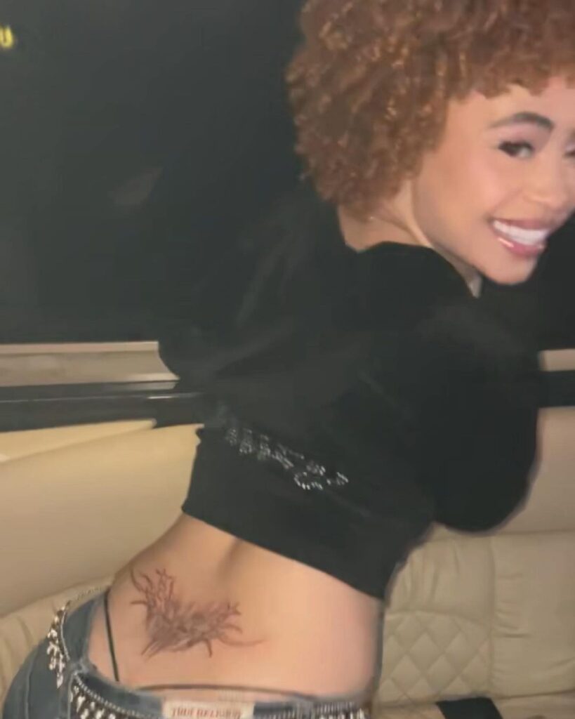 Watch Ice Spice Pose Showing Off Massive Tattoo Behind Her Lower Back