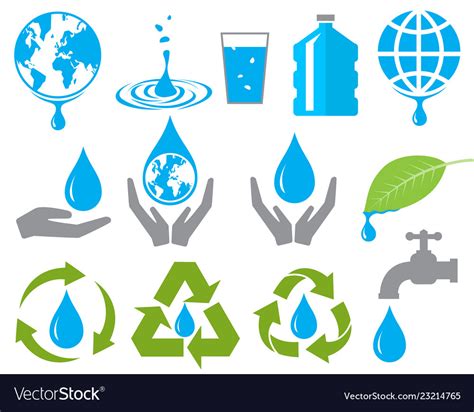 Water Symbol Set Royalty Free Vector Image Vectorstock