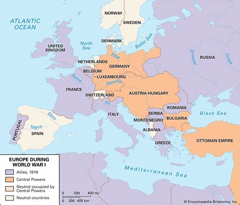 World War 1 Map Of Allies And Central Powers