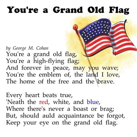 You Re A Grand Old Flag Usa Songs American Songs Flag